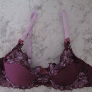 New Adore Me Bra 36B Purple Lace Underwire Push Up